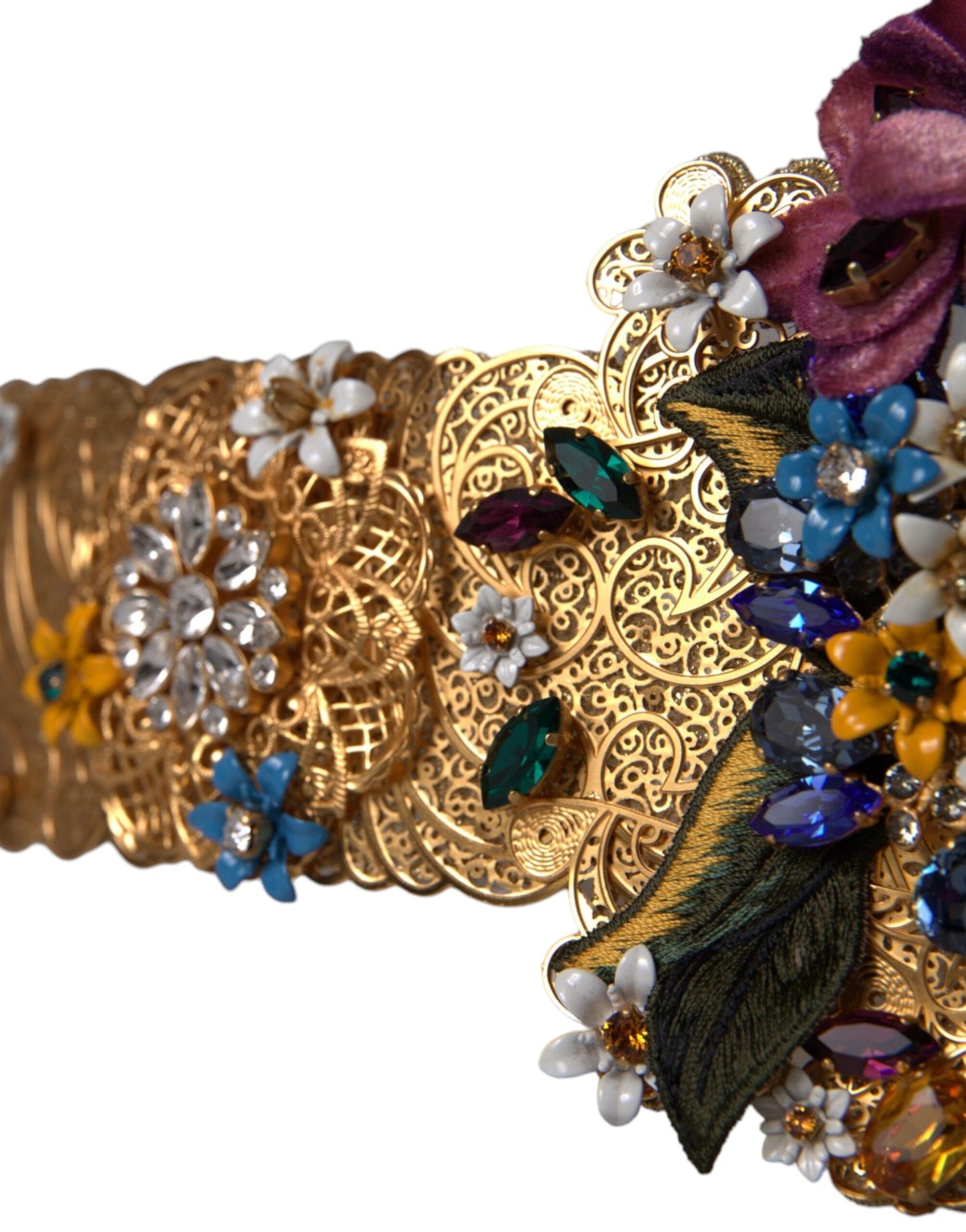 Dolce & Gabbana Multicolor Embellished Floral Crystal Wide Waist Belt Dolce & Gabbana Multicolor Embellished Floral Crystal Wide Waist Belt [SS26]