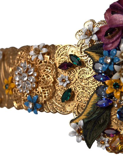 Dolce & Gabbana Multicolor Embellished Floral Crystal Wide Waist Belt Dolce & Gabbana Multicolor Embellished Floral Crystal Wide Waist Belt [SS26]