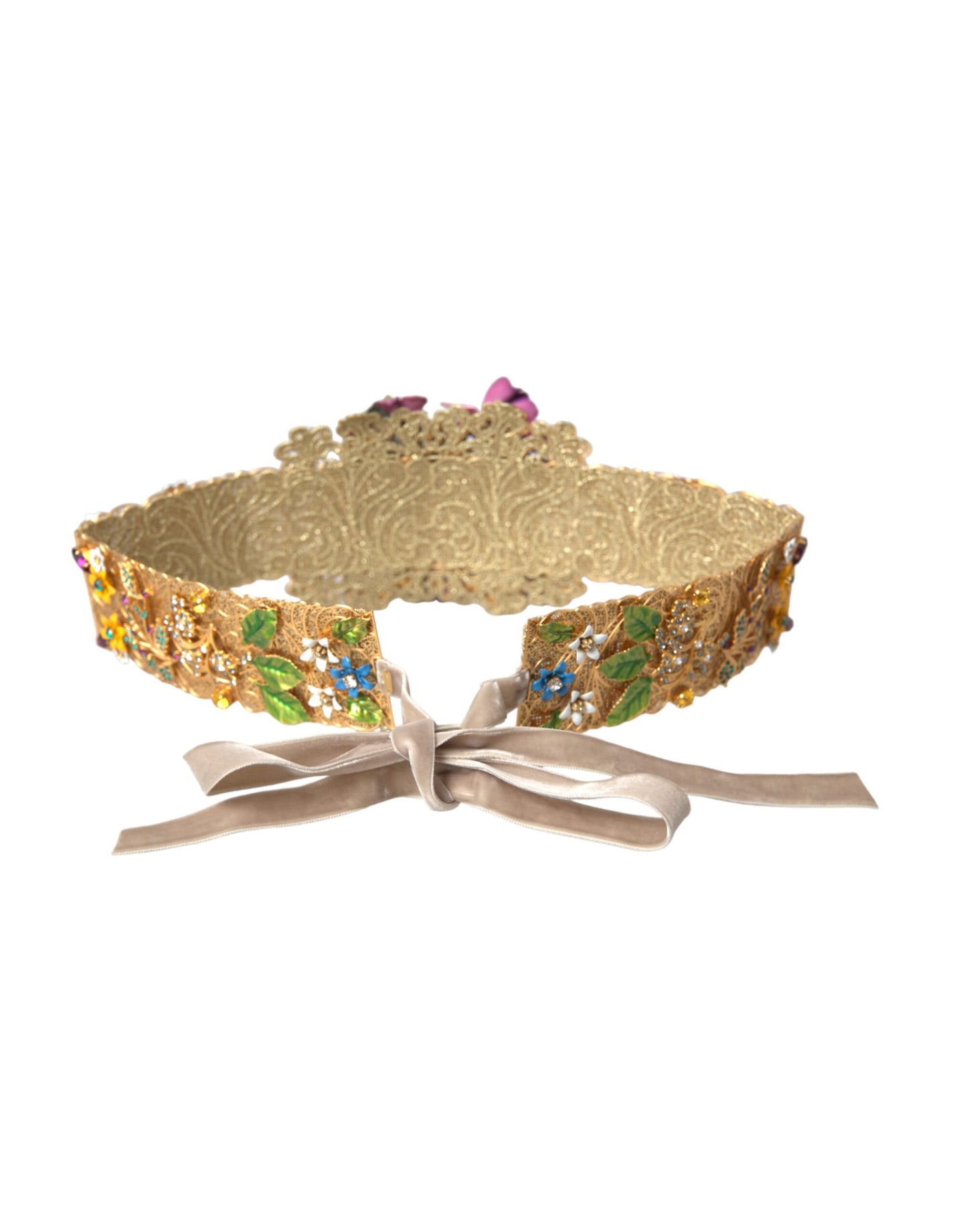 Dolce & Gabbana Multicolor Embellished Floral Crystal Wide Waist Belt Dolce & Gabbana Multicolor Embellished Floral Crystal Wide Waist Belt [SS26]