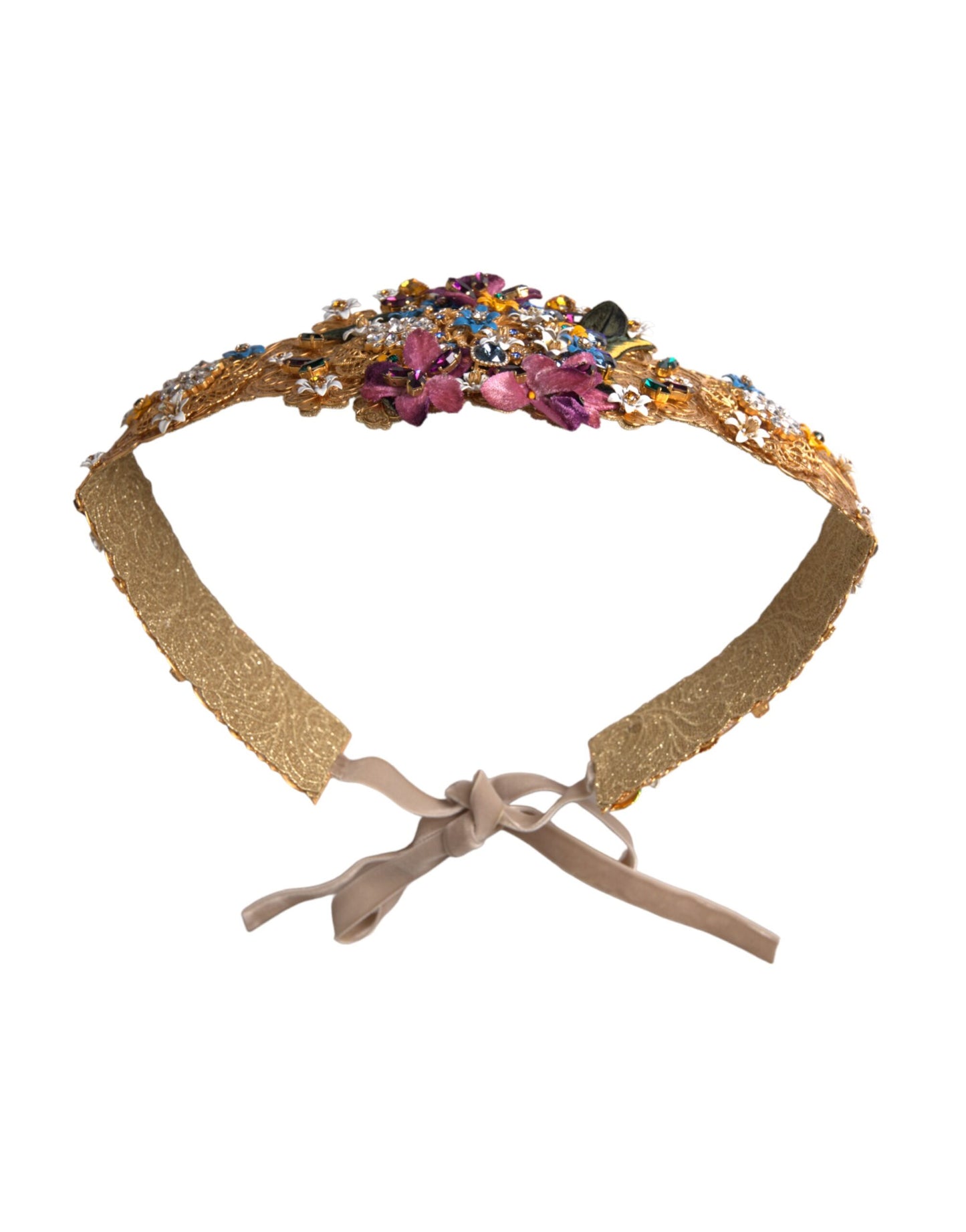 Dolce & Gabbana Multicolor Embellished Floral Crystal Wide Waist Belt Dolce & Gabbana Multicolor Embellished Floral Crystal Wide Waist Belt [SS26]
