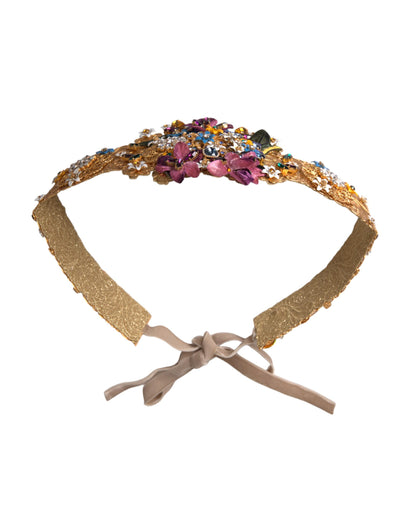 Dolce & Gabbana Multicolor Embellished Floral Crystal Wide Waist Belt Dolce & Gabbana Multicolor Embellished Floral Crystal Wide Waist Belt [SS26]
