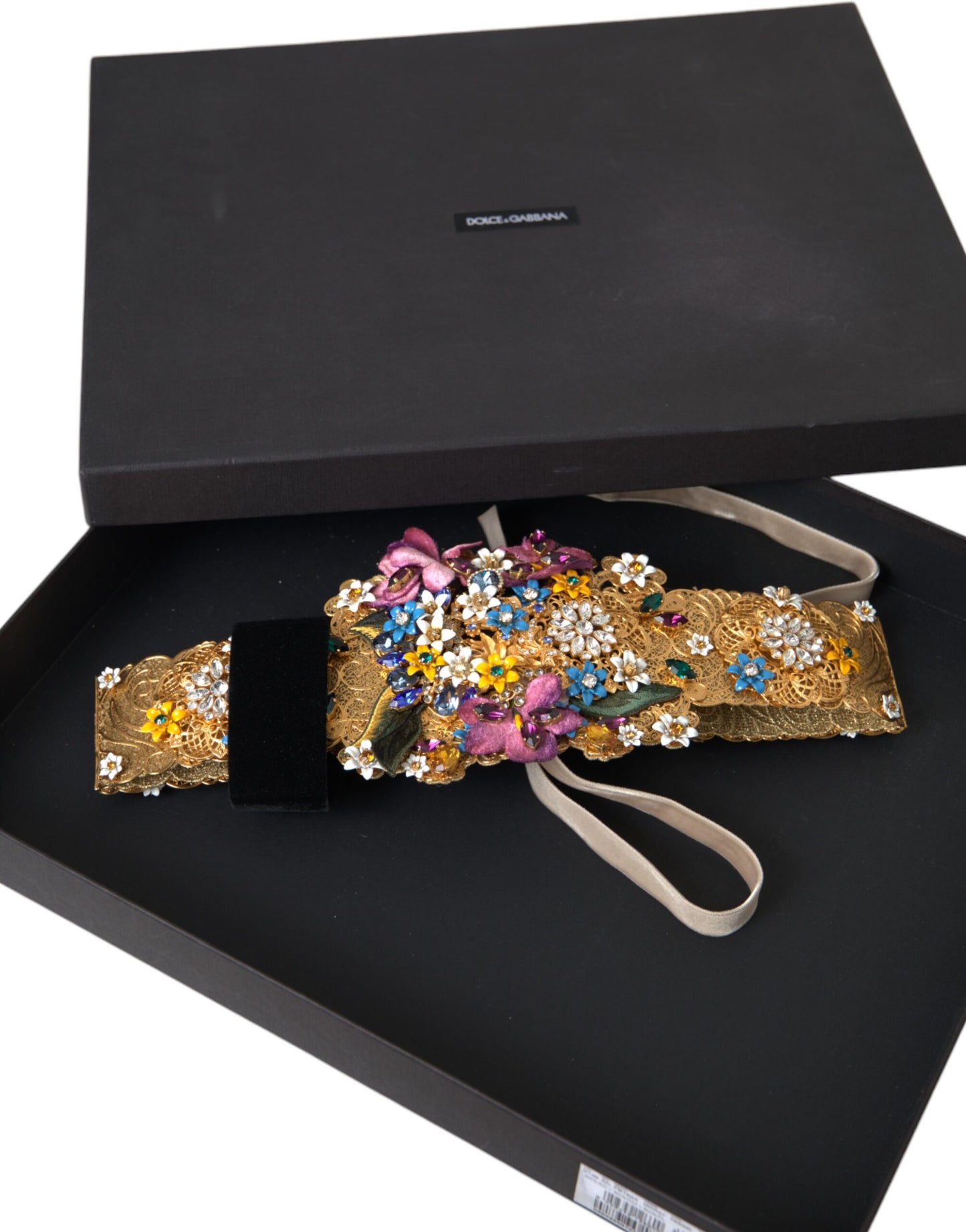 Dolce & Gabbana Multicolor Embellished Floral Crystal Wide Waist Belt Dolce & Gabbana Multicolor Embellished Floral Crystal Wide Waist Belt [SS26]