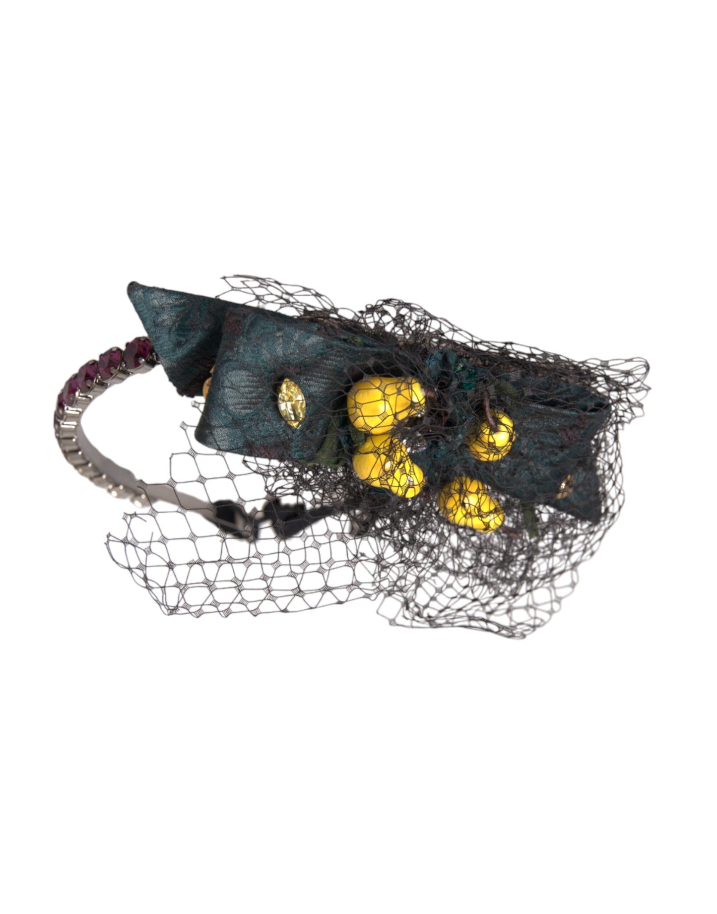 Dolce & Gabbana Black Lemons Sicily Purple Crystal Net Headband [SS26]