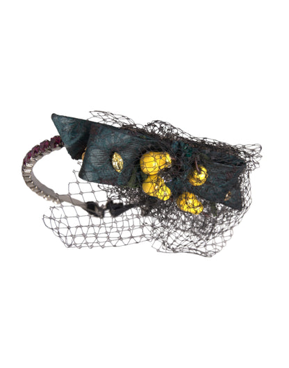 Dolce & Gabbana Black Lemons Sicily Purple Crystal Net Headband [SS26]