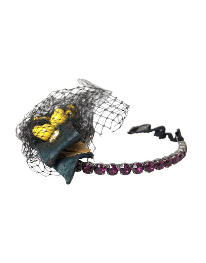 Dolce & Gabbana Black Lemons Sicily Purple Crystal Net Headband [SS26]