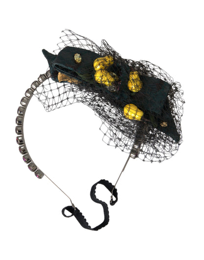 Dolce & Gabbana Black Lemons Sicily Purple Crystal Net Headband [SS26]