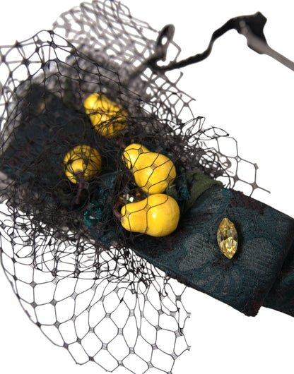 Dolce & Gabbana Black Lemons Sicily Purple Crystal Net Headband [SS26]