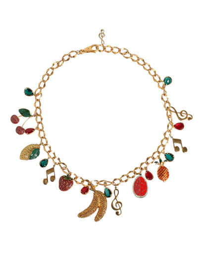 Dolce & Gabbana Fruity Crystal Embellished Gold-Tone Waist Chain [SS26]