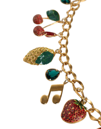 Dolce & Gabbana Fruity Crystal Embellished Gold-Tone Waist Chain [SS26]