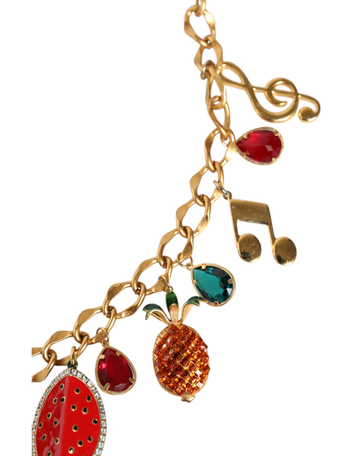 Dolce & Gabbana Fruity Crystal Embellished Gold-Tone Waist Chain [SS26]
