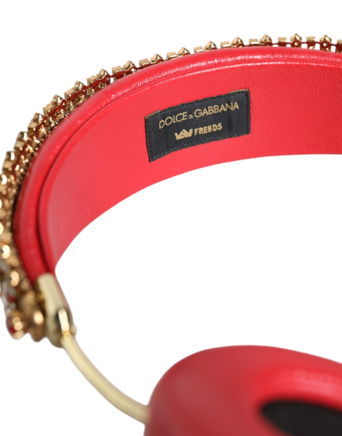 Dolce & Gabbana Red Nappa Leather Floral Crystal HeadphoneDolce & Gabbana Red Nappa Leather Floral Crystal Headphones – [ALTA MODA ARCHIVE]