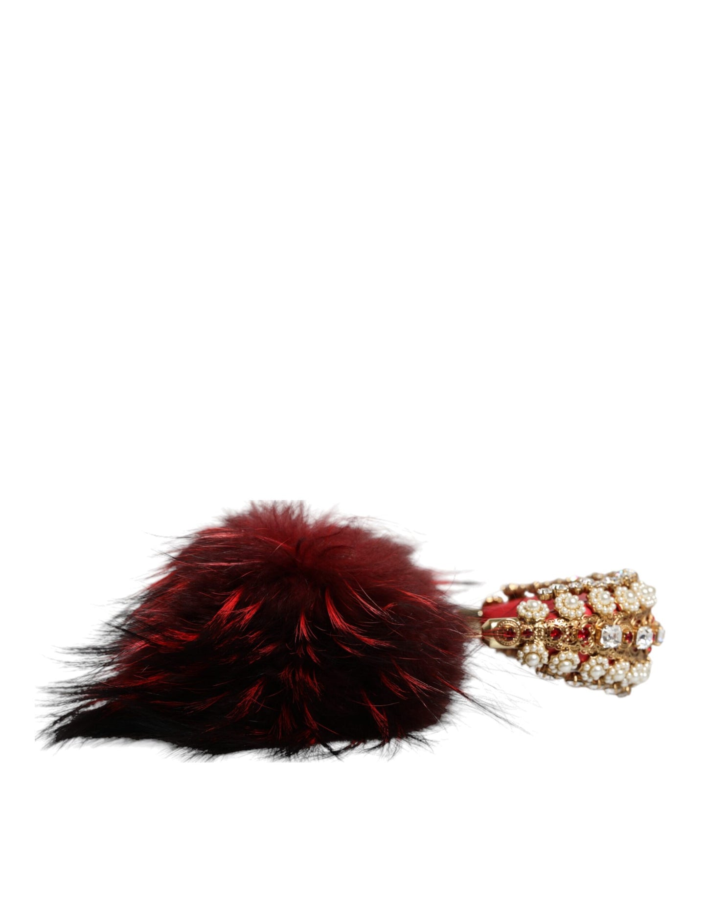 Dolce & Gabbana Red Fox Fur & Crystal Runway Headphones [ALTA MODA ARCHIVE]