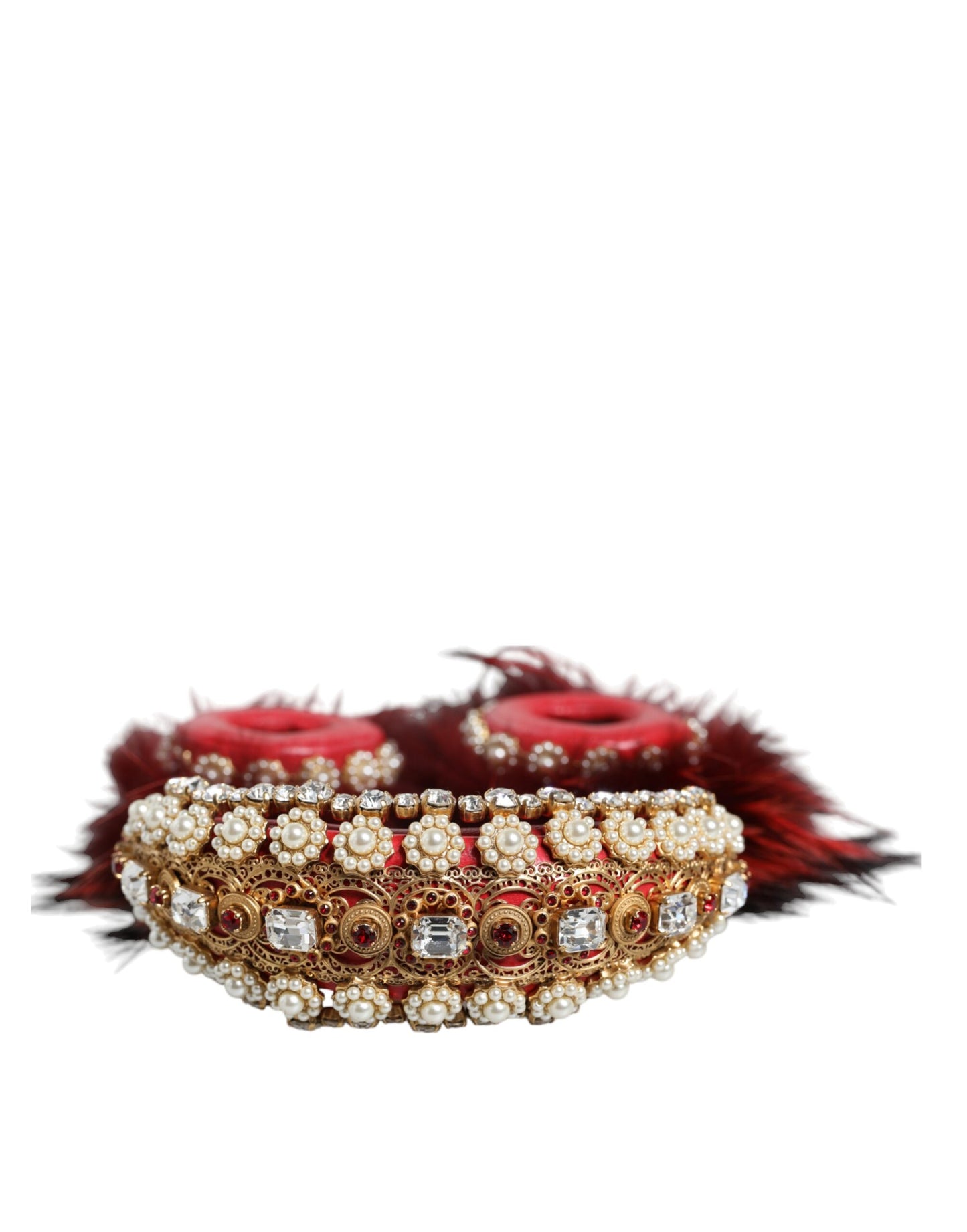 Dolce & Gabbana Red Fox Fur & Crystal Runway Headphones [ALTA MODA ARCHIVE]