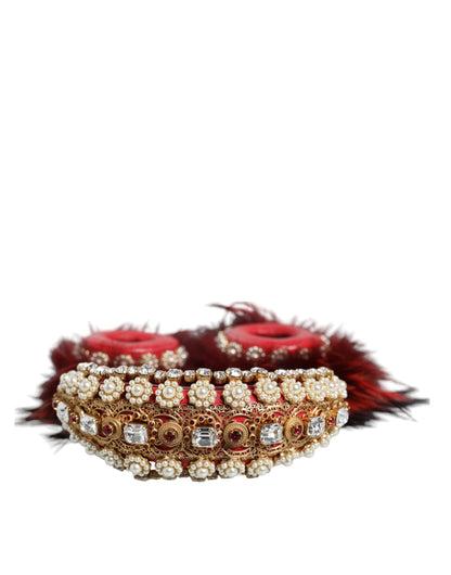 Dolce & Gabbana Red Fox Fur & Crystal Runway Headphones [ALTA MODA ARCHIVE]