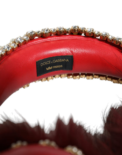 Dolce & Gabbana Red Fox Fur & Crystal Runway Headphones [ALTA MODA ARCHIVE]