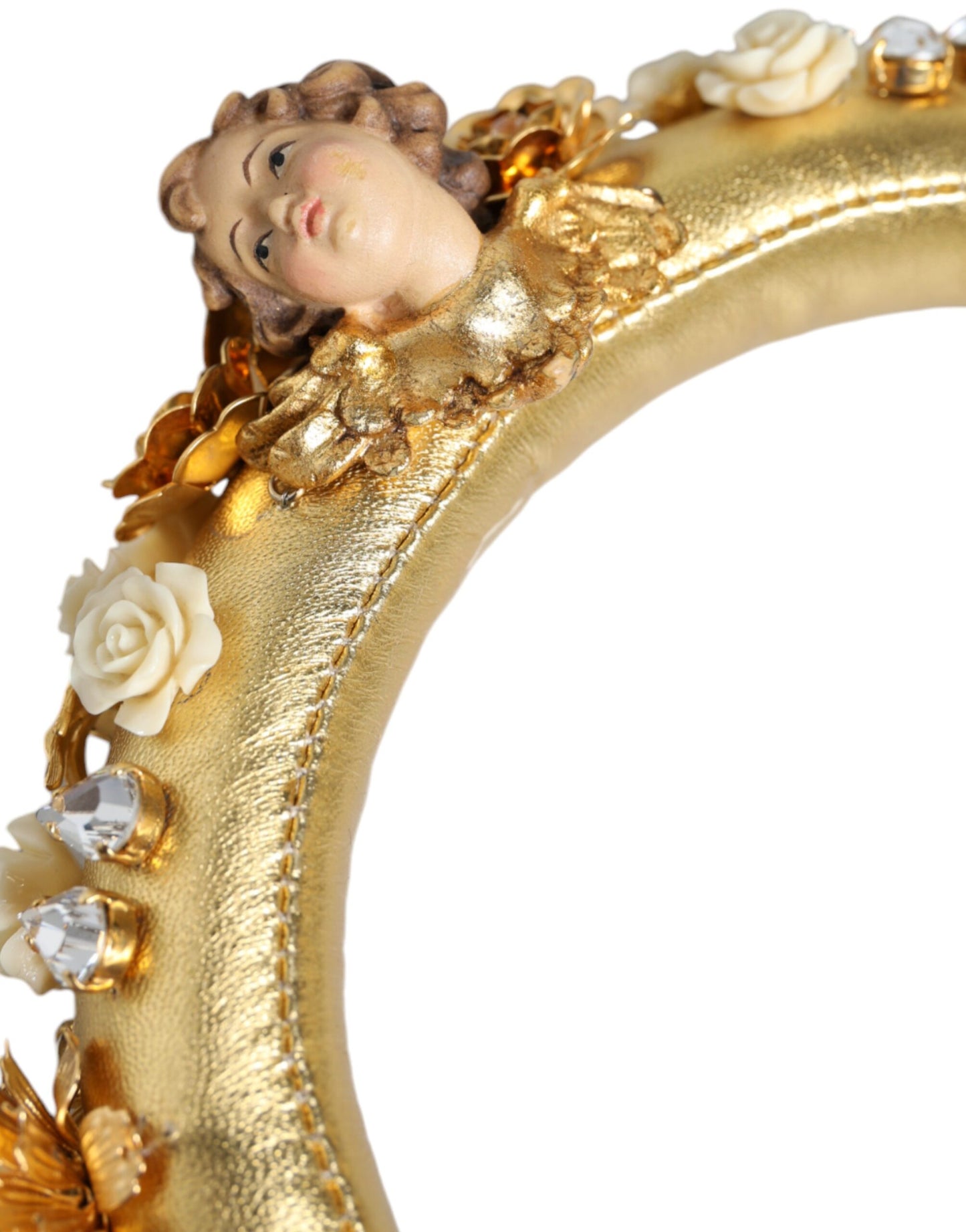 Dolce & Gabbana Gold Leather Crystal Angel Runway Headphones [ALTA MODA ARCHIVE]