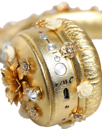 Dolce & Gabbana Gold Leather Crystal Angel Runway Headphones [ALTA MODA ARCHIVE]