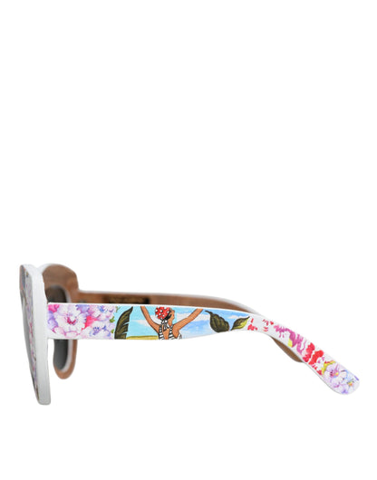 Dolce & Gabbana Hand-Painted Wood & Crystal Floral Sunglasses [SS26]