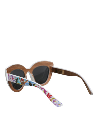 Dolce & Gabbana Hand-Painted Wood & Crystal Floral Sunglasses [SS26]