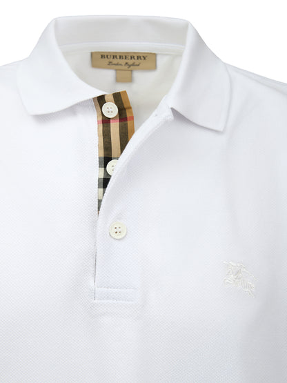 Burberry White Cotton Collared Polo Shirt