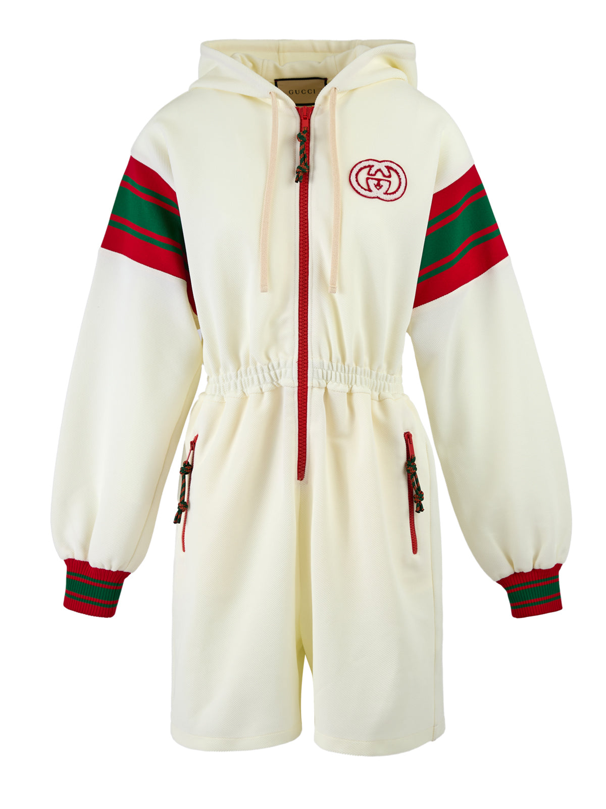 Gucci Cream Polyester Hooded Logo Sweatsuit