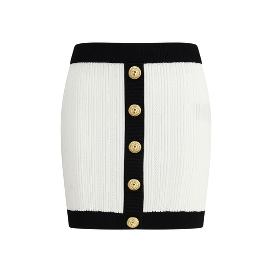Balmain White Viscose Mini Skirt