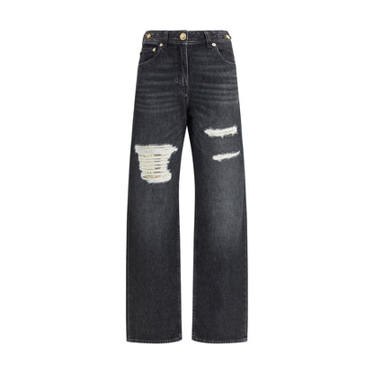 Versace Black Cotton Relaxed Fit Jeans