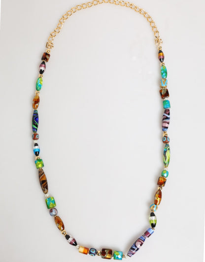 Dolce & Gabbana Multicolor Murano Glass Bead Gold-Tone Necklace [SS26]