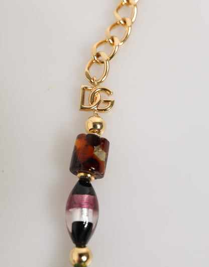 Dolce & Gabbana Multicolor Murano Glass Bead Gold-Tone Necklace [SS26]