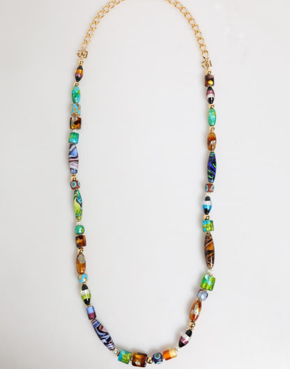 Dolce & Gabbana Multicolor Murano Glass Bead Gold-Tone Necklace [SS26]