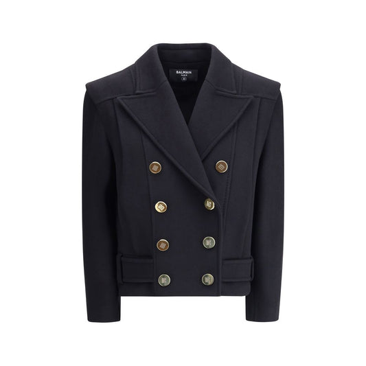Balmain Black Wool Coat